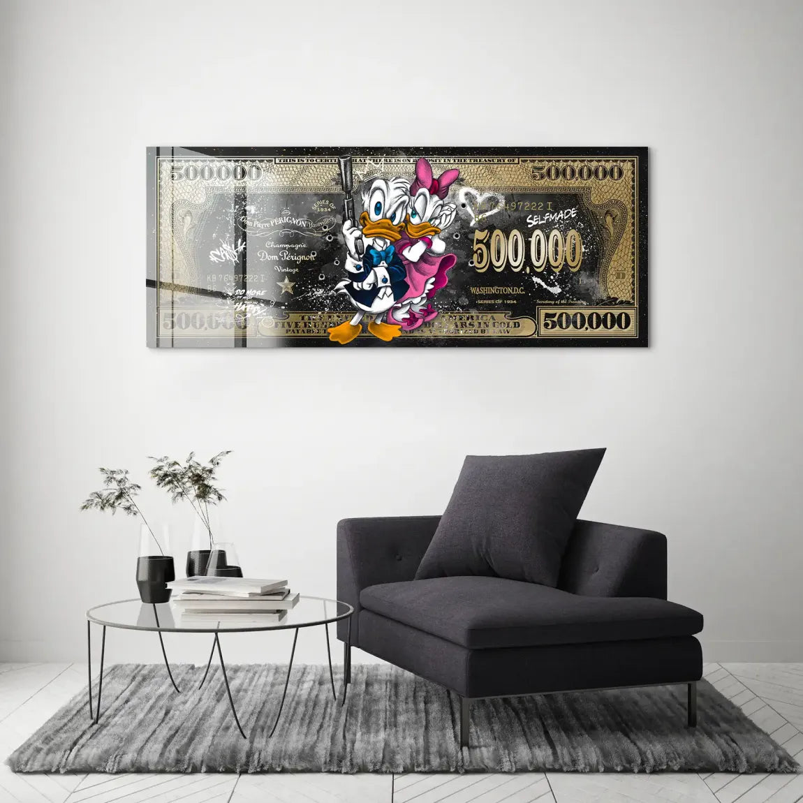 Donald & Daisy Duck Pop Art Dollar Acrylglas Bild INGALERIE