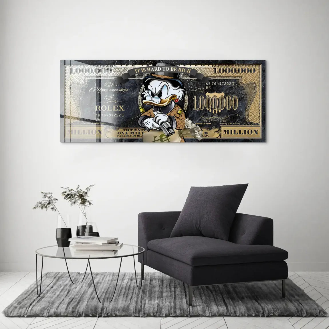 Dogobert Duck Cashed Out Pop Art DollarAcrylglas Bild INGALERIE