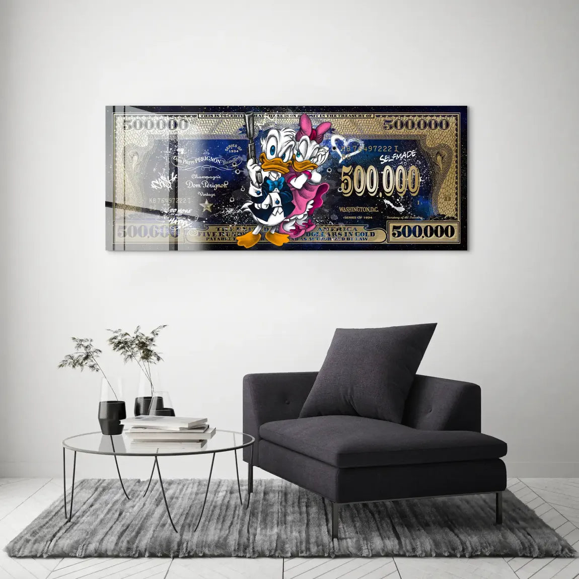 Donald & Daisy Duck Dollar Acrylglas Bild INGALERIE