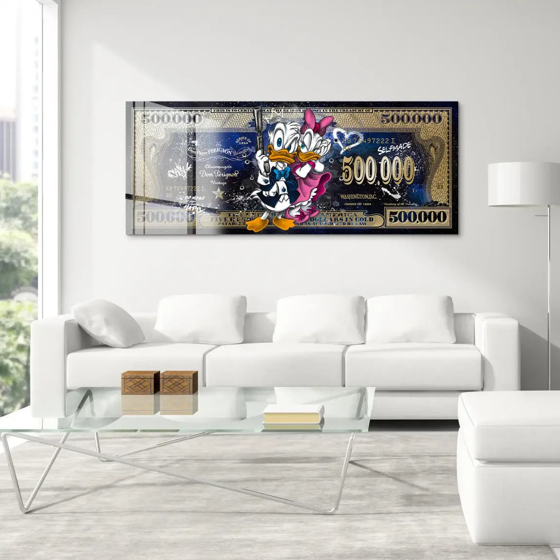 Donald & Daisy Duck Dollar Acrylglas Bild INGALERIE