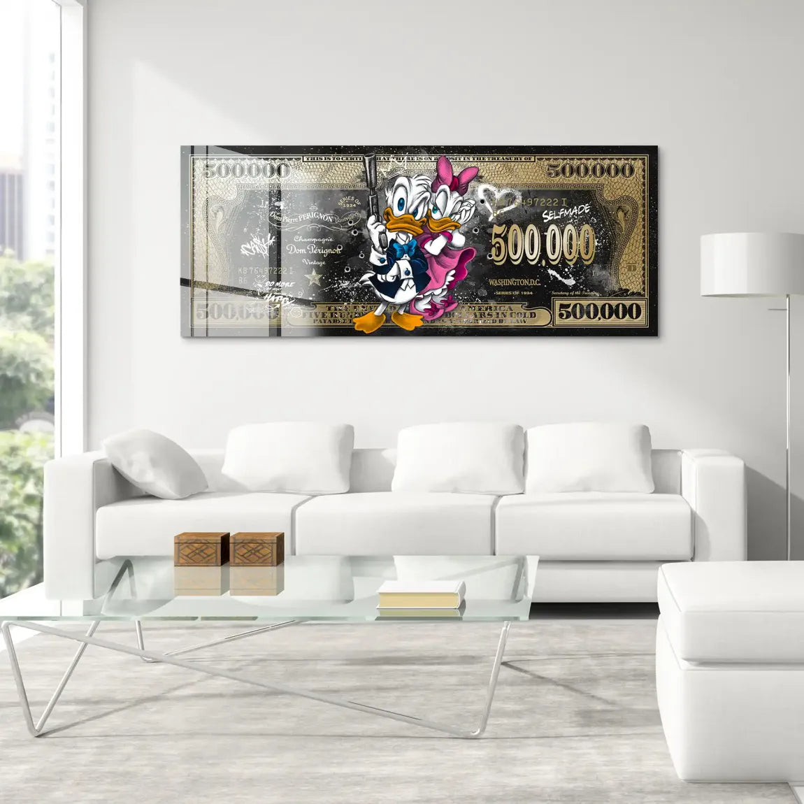 Donald & Daisy Duck Pop Art Dollar Acrylglas Bild INGALERIE