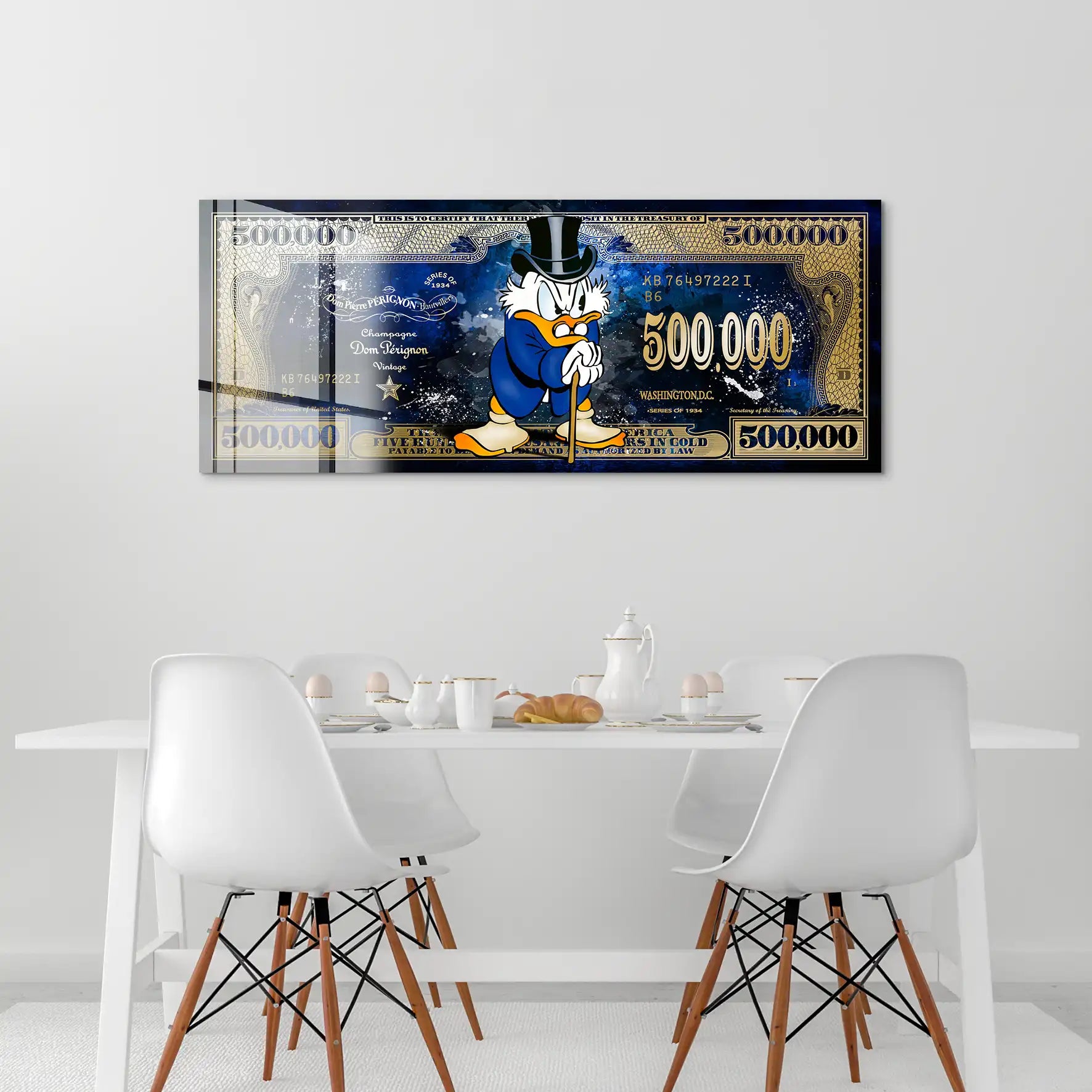 Dagobert Blue Scrooge Dollar Acrylglas Bild INGALERIE