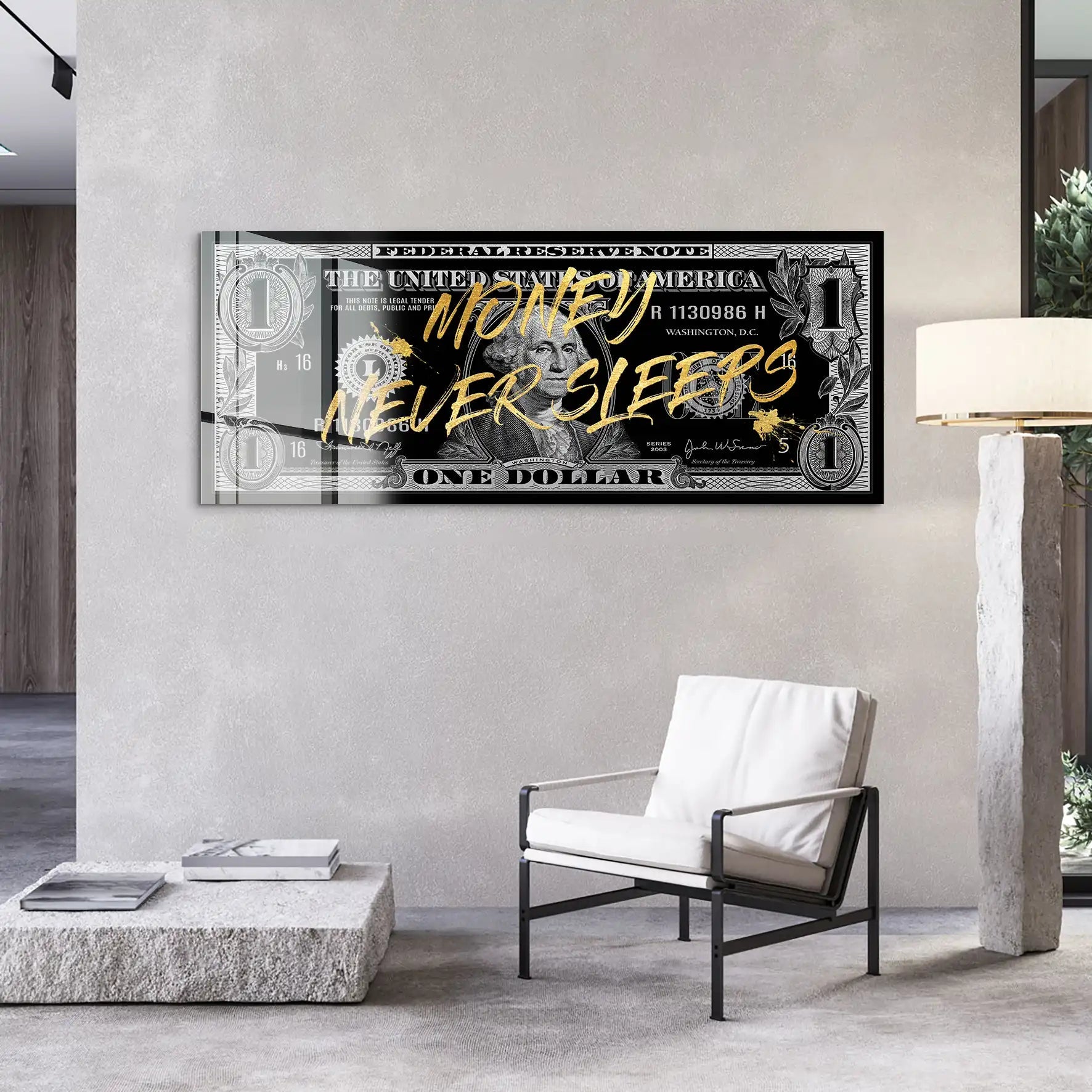 Monney Never Sleeps Dollar Style Acrylglas Bild INGALERIE