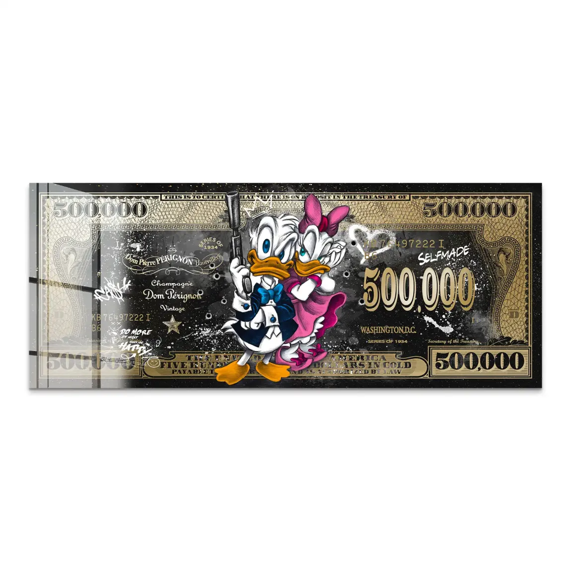 Donald & Daisy Duck Pop Art Dollar Acrylglas Bild INGALERIE
