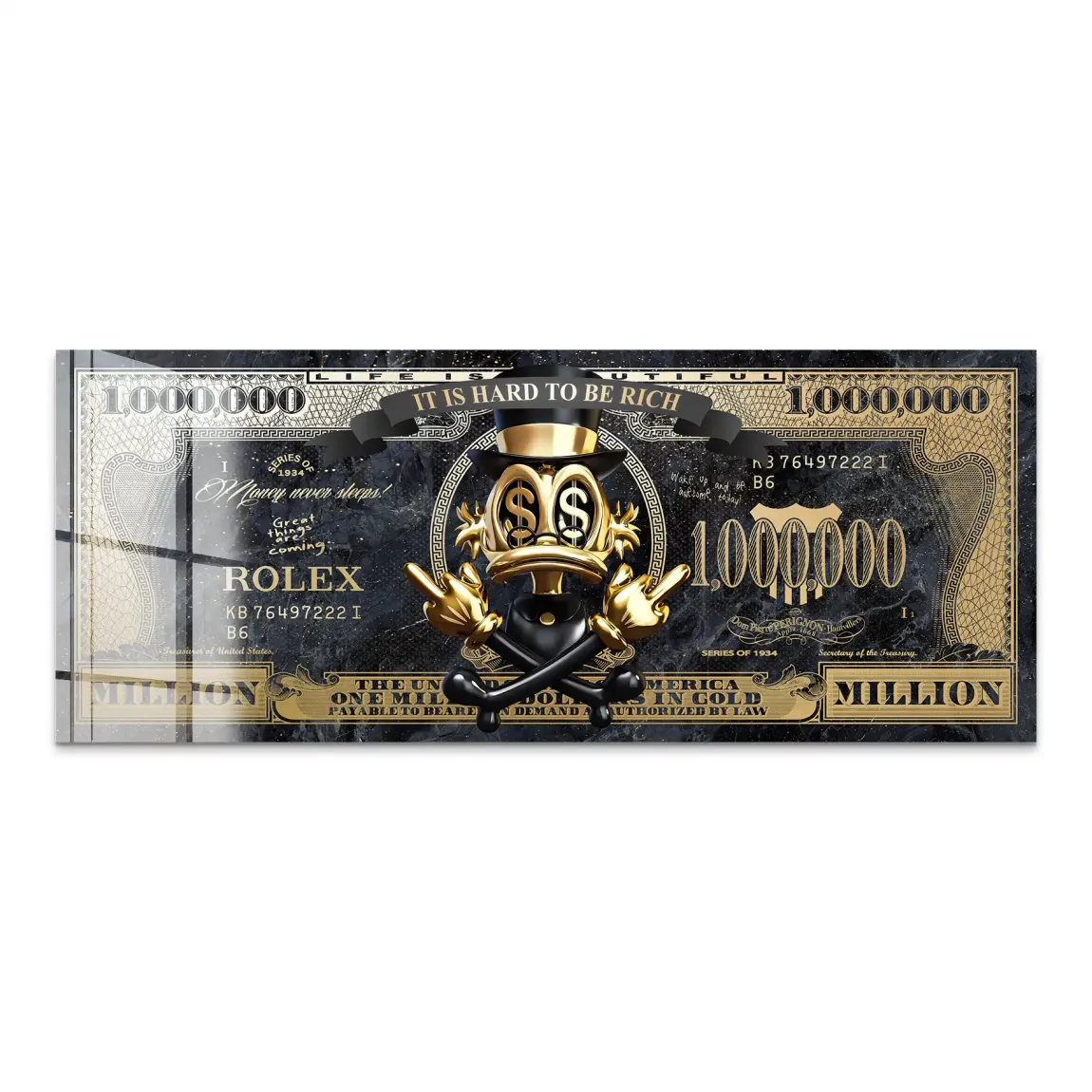 Dagobert Totenkopf Dollar Acrylglas Bild INGALERIE