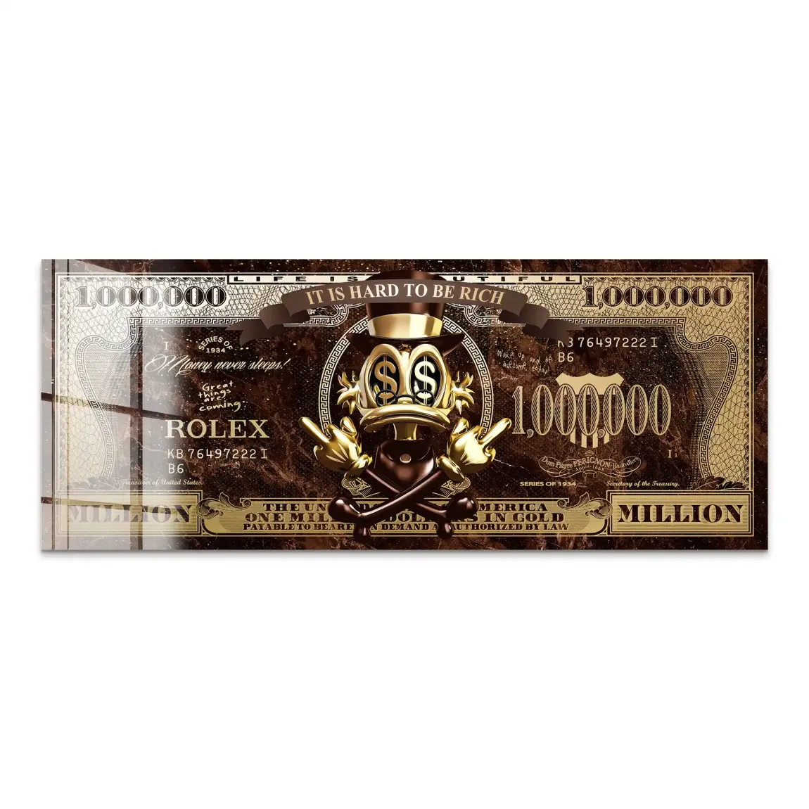 Dagobert Totenkopf Retro Dollar Acrylglas Bild INGALERIE