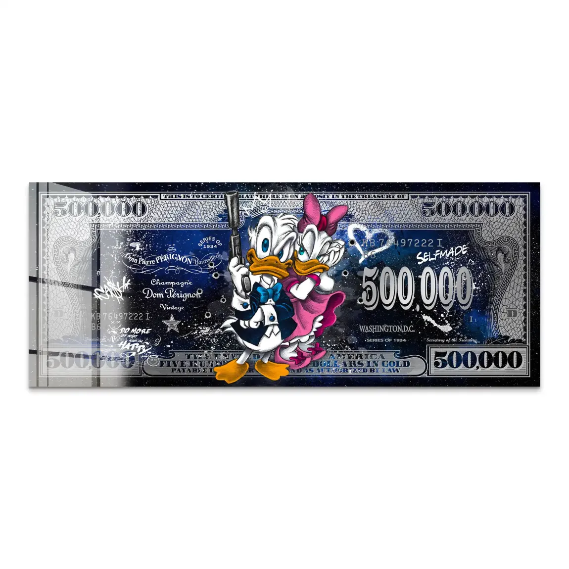 Donald & Daisy Duck Blue Pop Art Dollar Acrylglas Bild INGALERIE