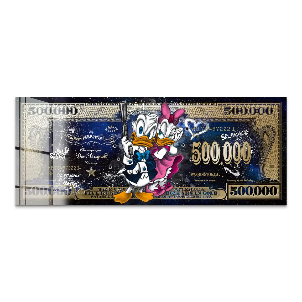 Donald & Daisy Duck Dollar Acrylglas Bild INGALERIE