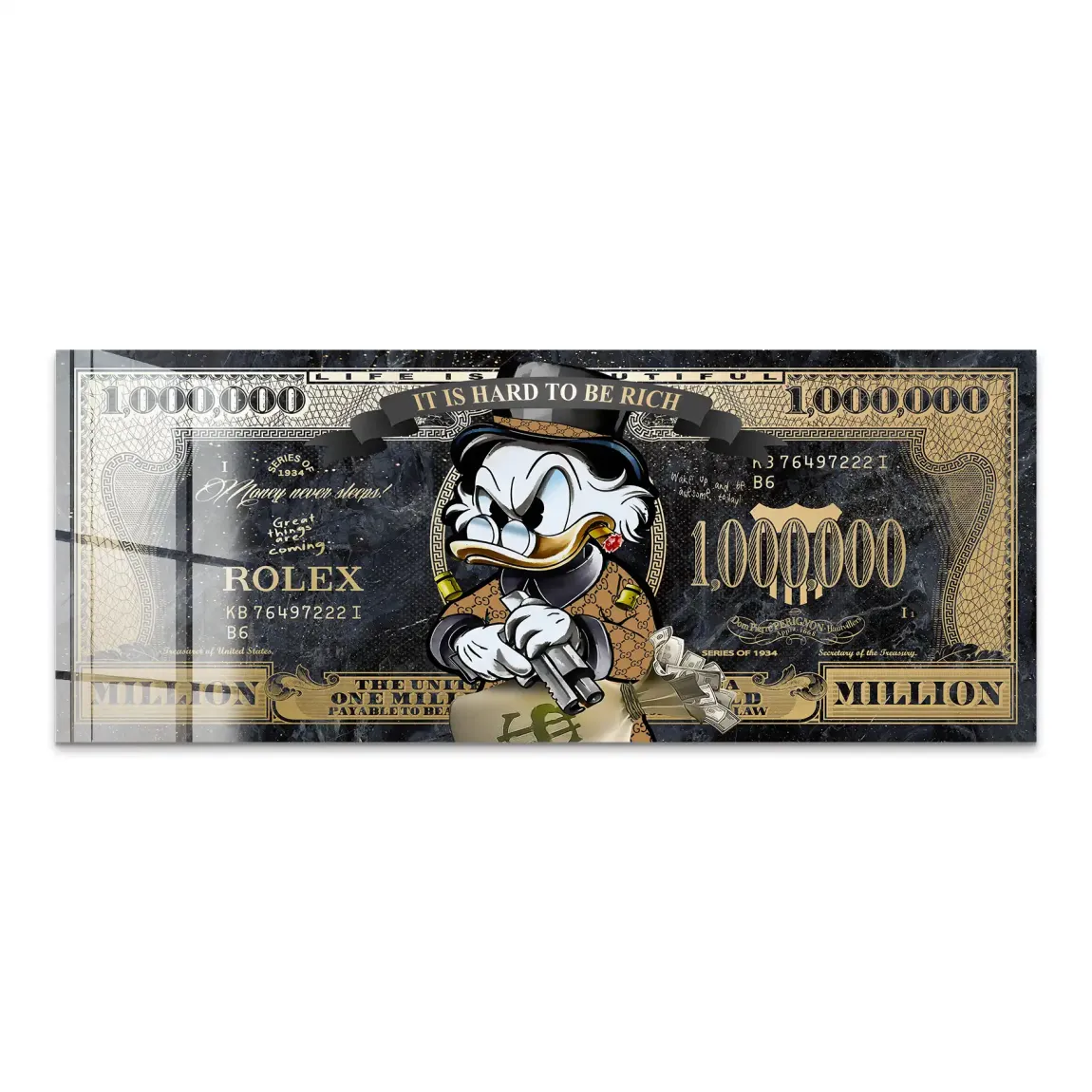 Dogobert Duck Cashed Out Pop Art DollarAcrylglas Bild INGALERIE