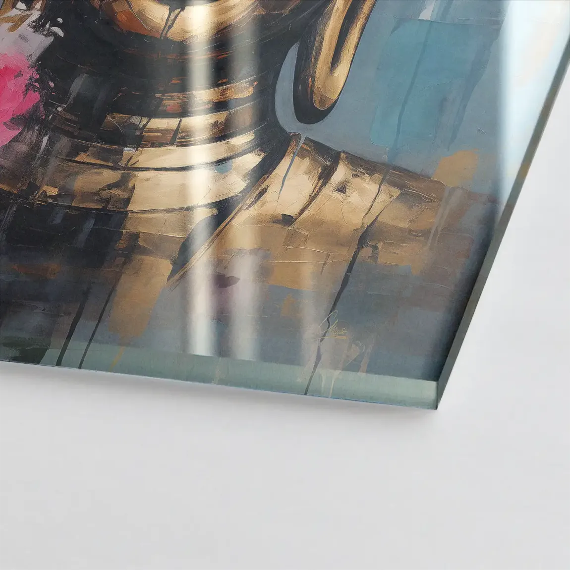 Golden Lotus Buddha Acrylglasbild