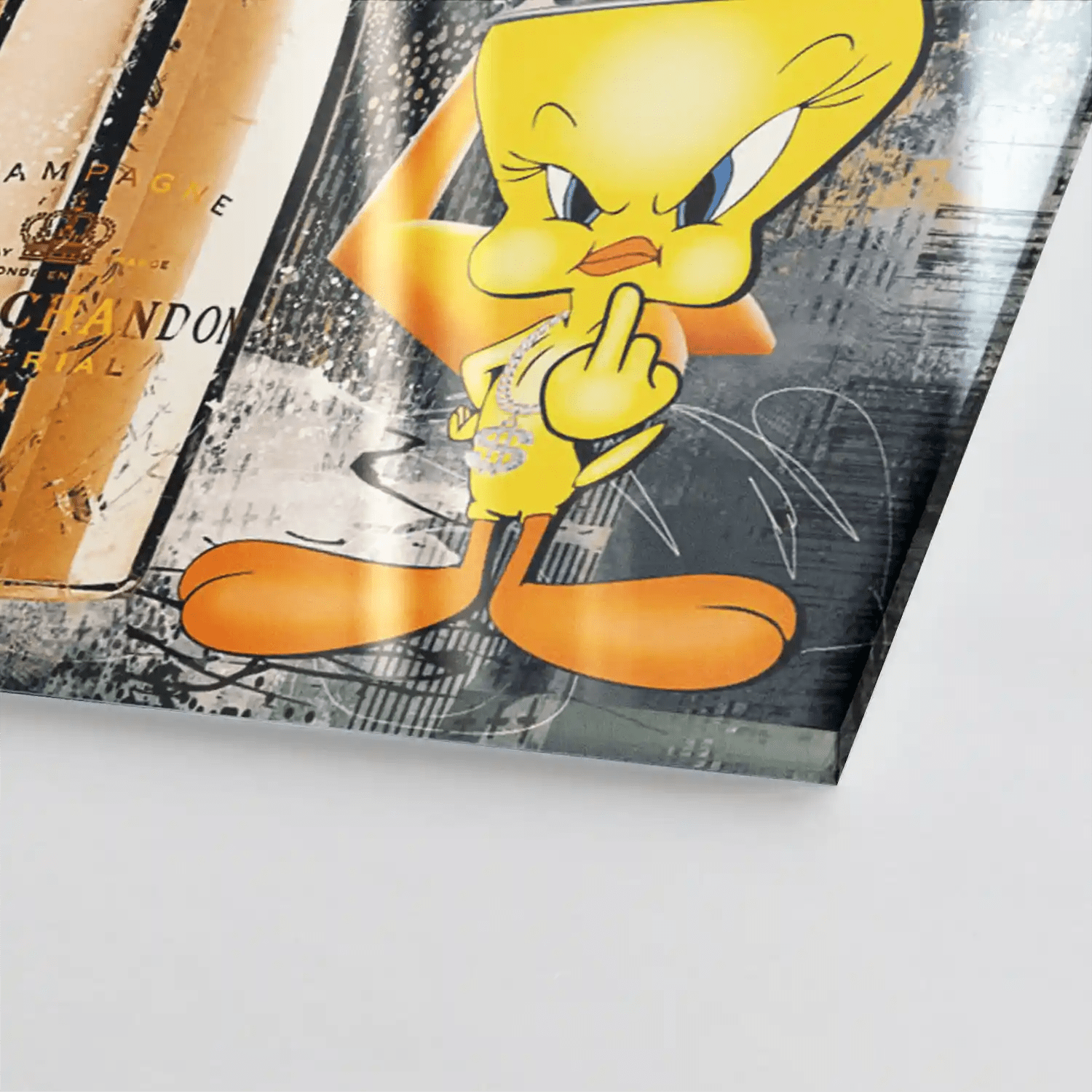 Duffy & Tweety Champagner Pop Art Acrylglas Bild INGALERIE