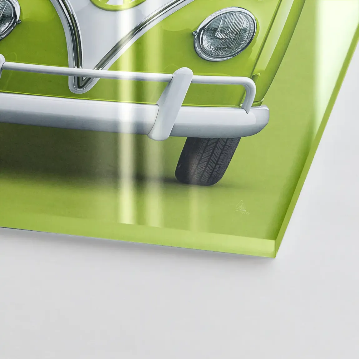 Green VW Bulli Acrylglasbild