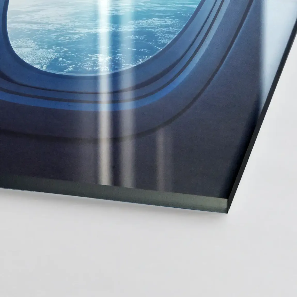 Flugzeugfenster Galaxie Acrylglasbild