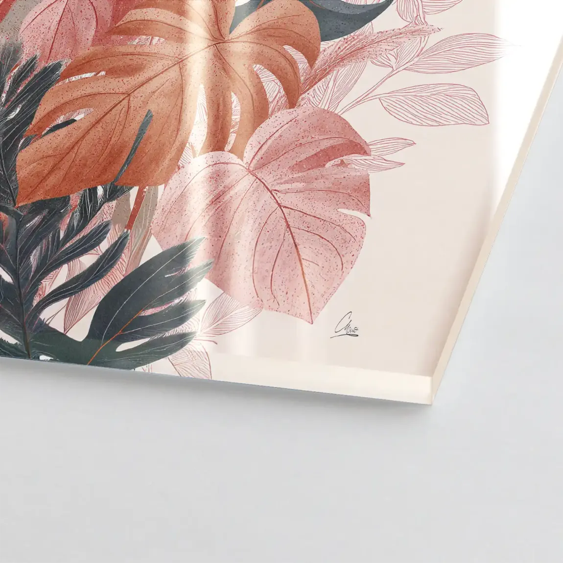 Terracotta Leaves Harmony Acrylglasbild