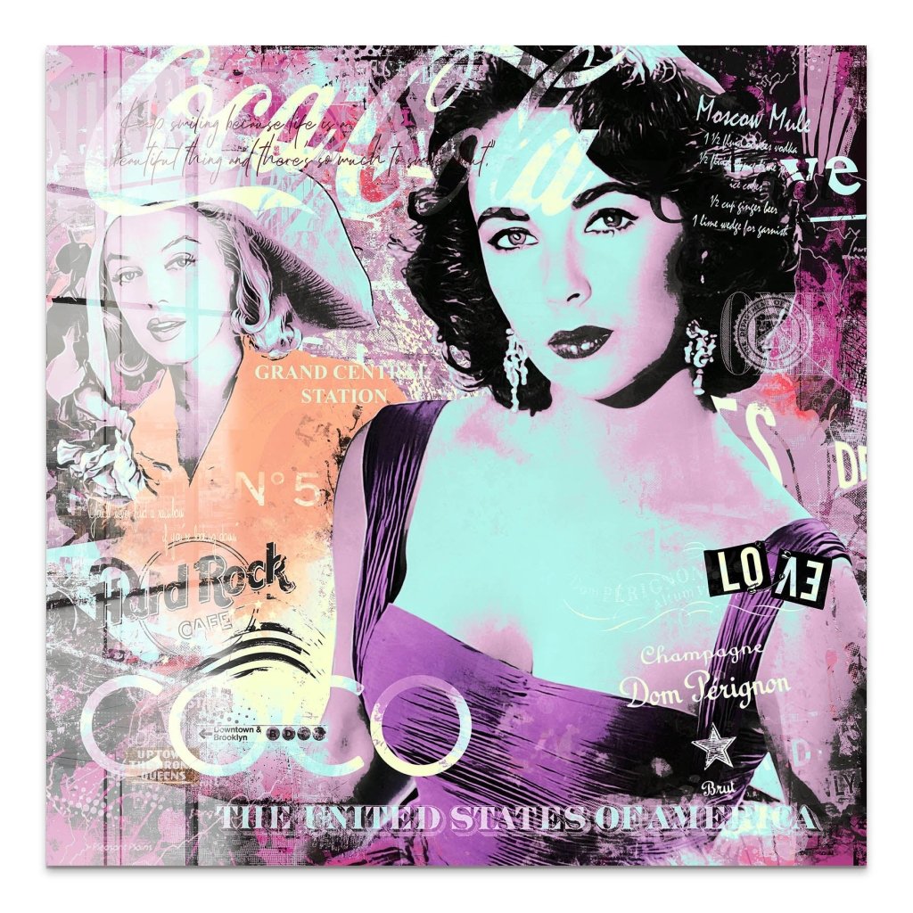 Marilyn & Liz Pop Art Color Style Acrylglas Bild INGALERIE