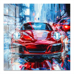 Porsche 911 Abstrakt Rot Acrylglas Bild