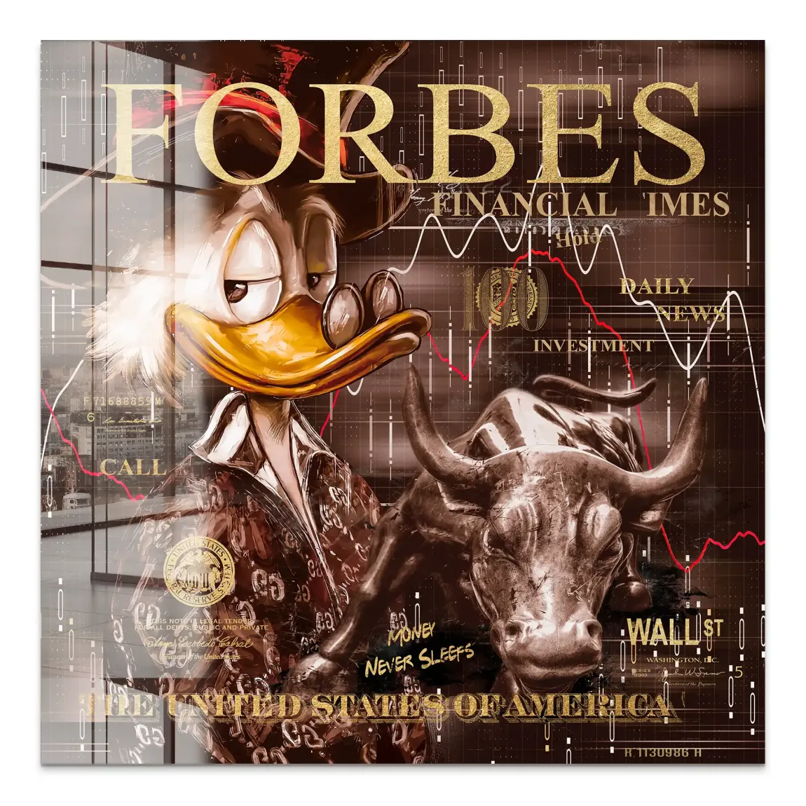 Dagobert Duck Wallstreet Vintage Acrylglas Bild