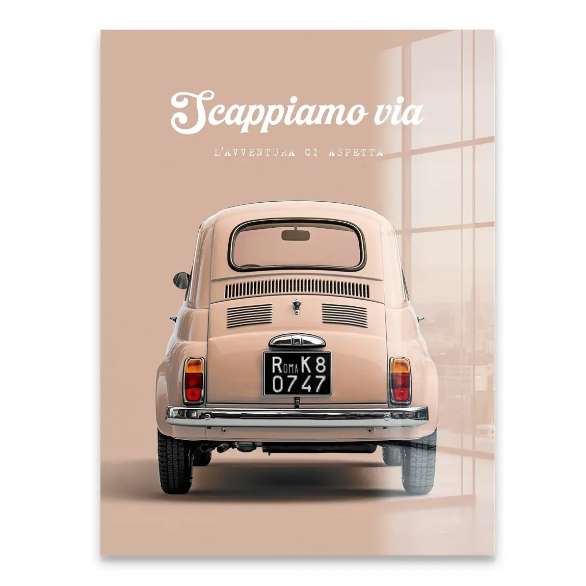 Fiat 500 Crema Acrylglasbild