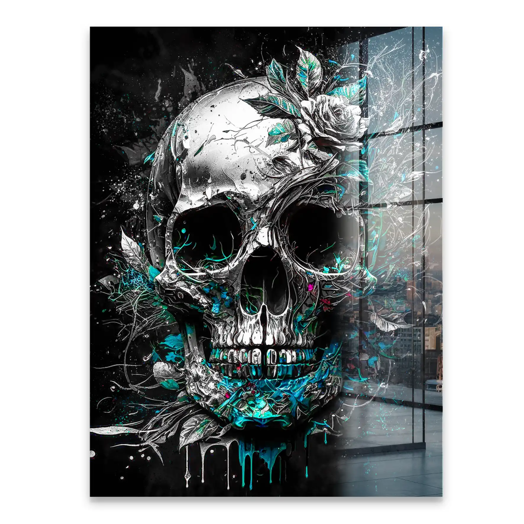 Totenkopf Silver Style Acrylglas Bild INGALERIE