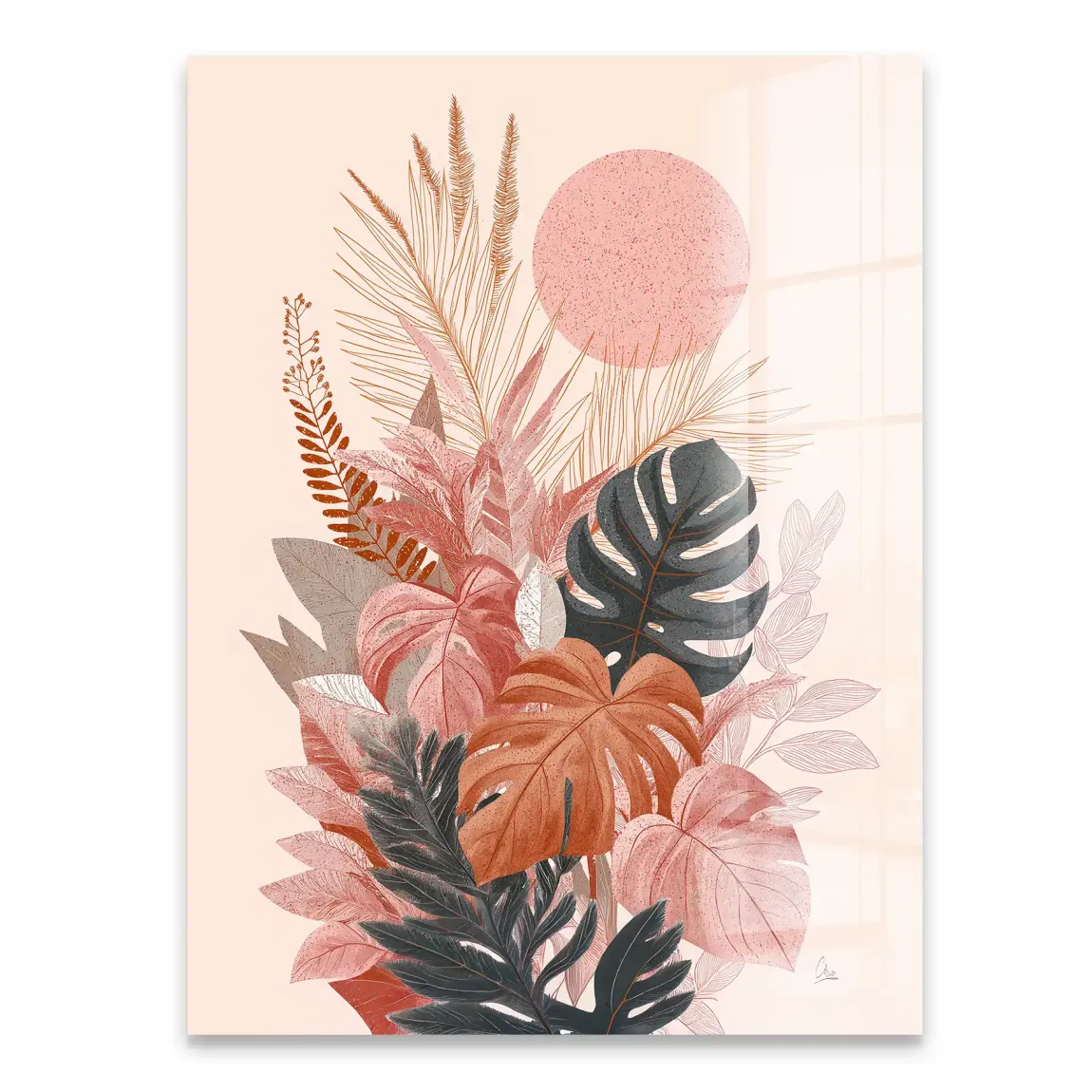 Terracotta Leaves Harmony Acrylglasbild