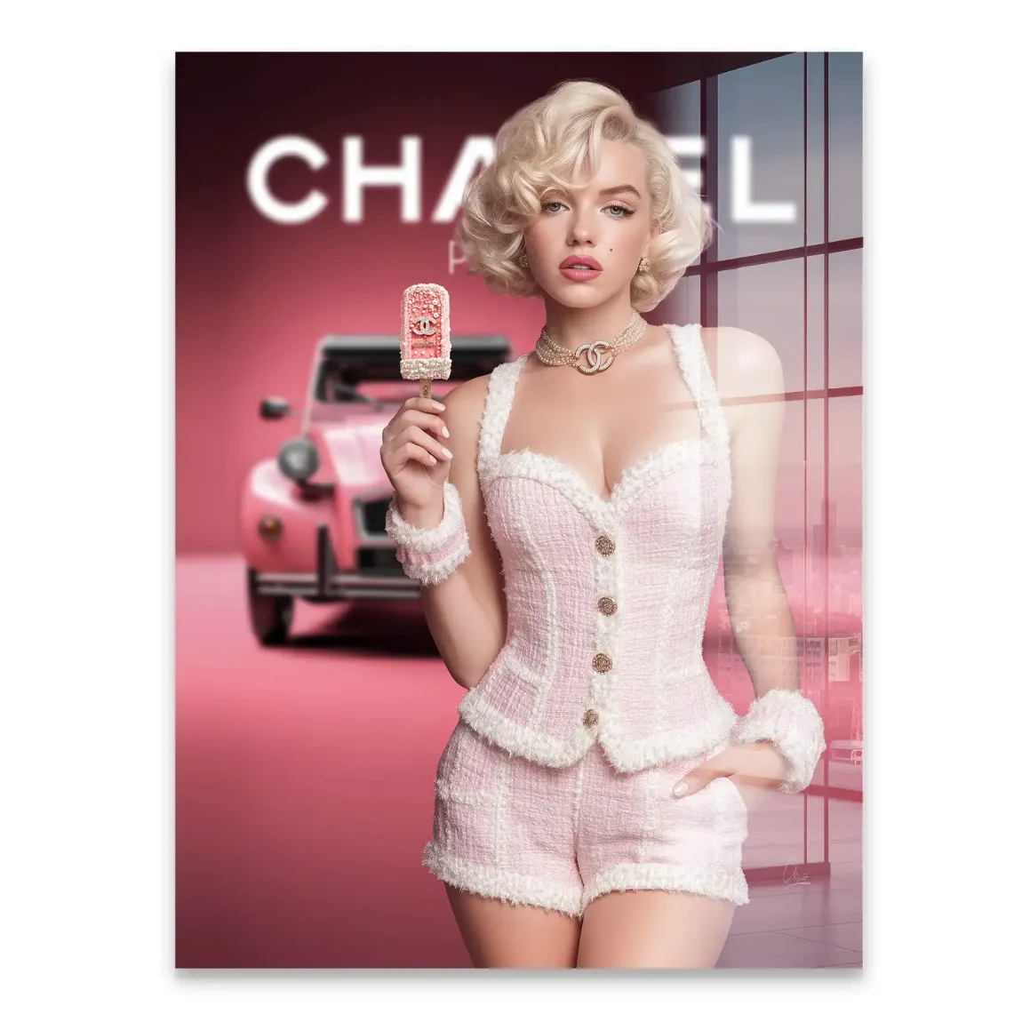 Pink Couture Marilyn Monroe Acrylglasbild