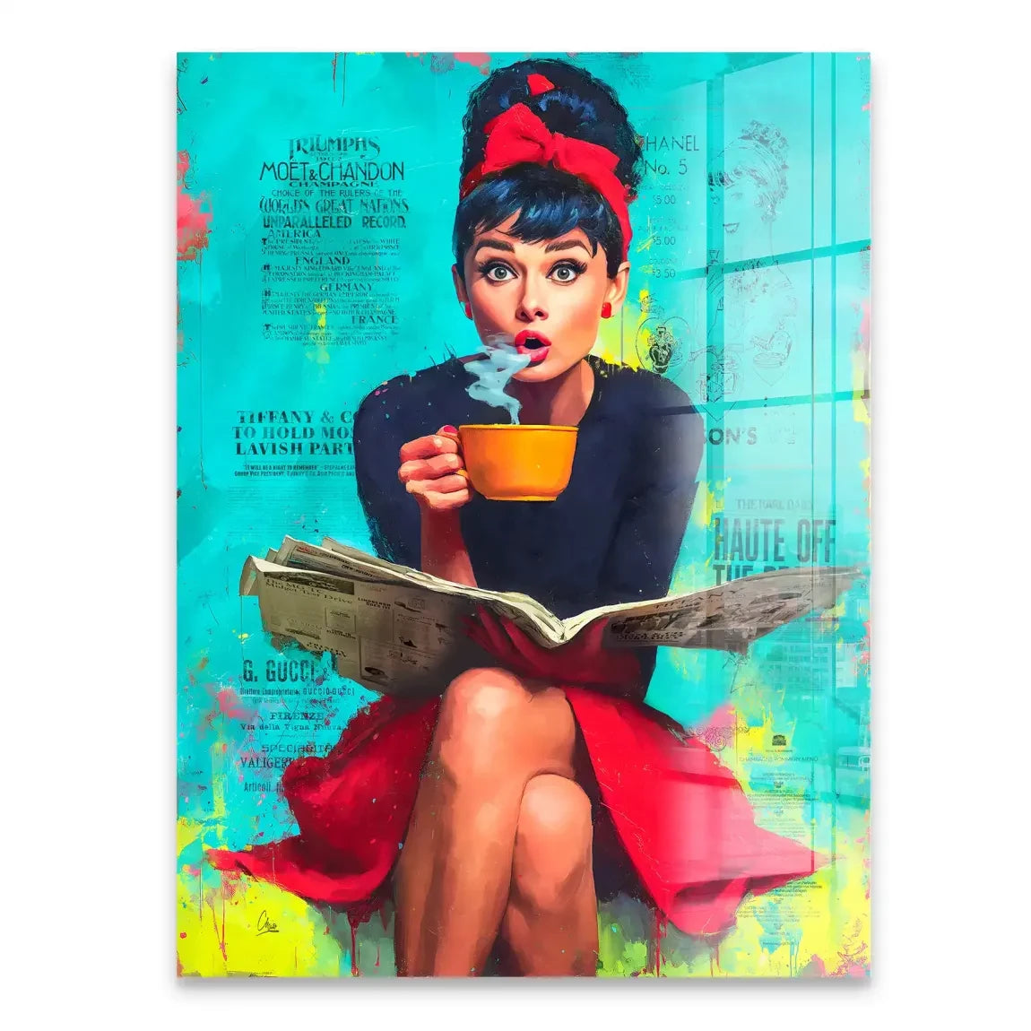 Audrey Heburn News Pop Art Acrylglas Bild INGALERIE