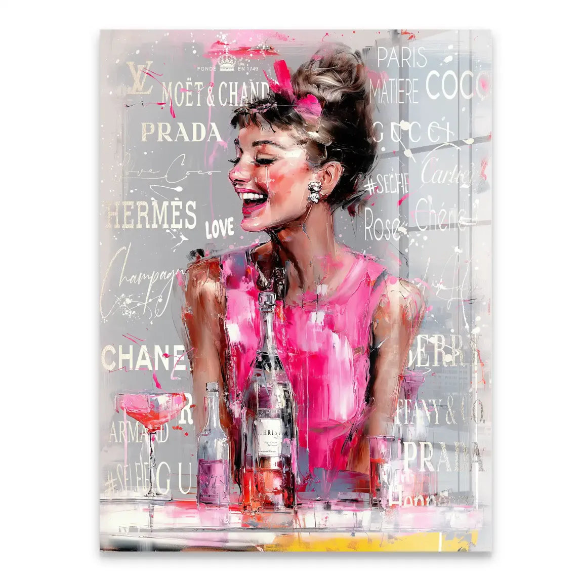 Champagne Bliss Audrey Hepburn Acrylglasbild
