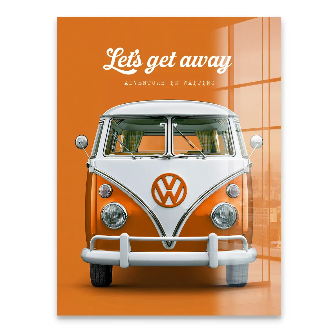 Orange VW Bulli Acrylglasbild