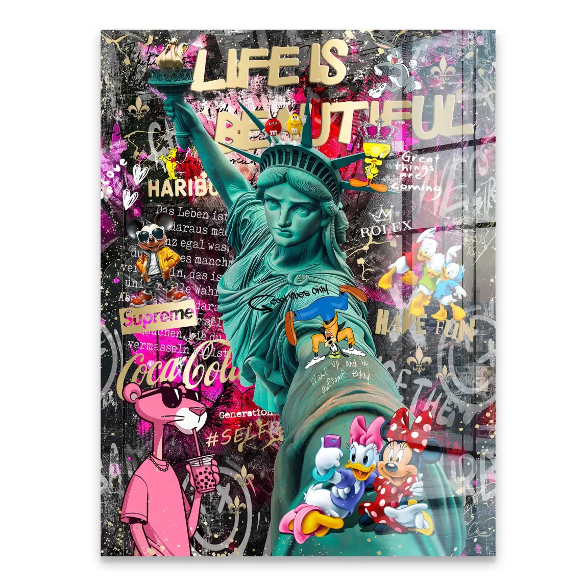 Liberty Selfie Pop Art Acrylglasbild