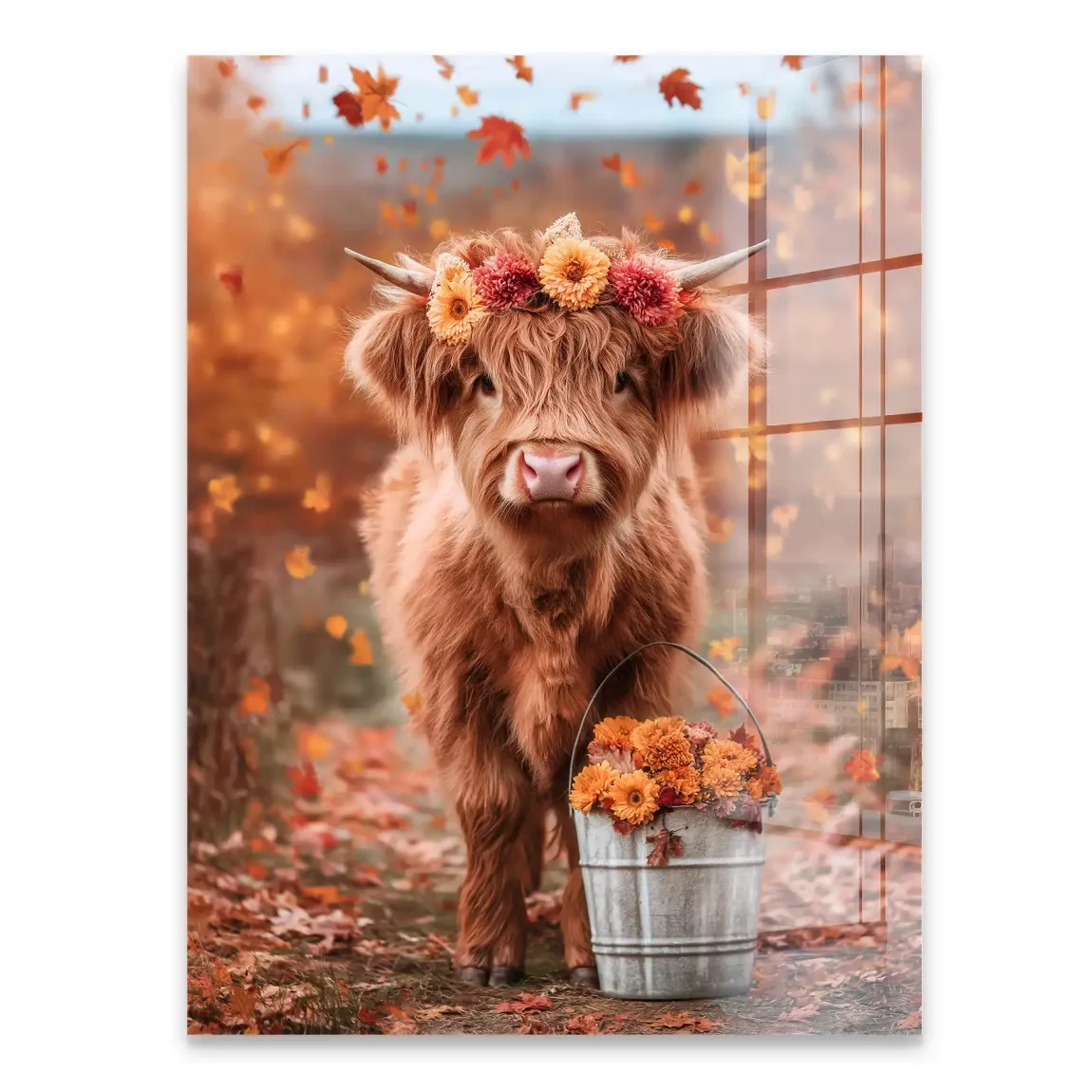 Herbstliebe Highland Acrylglasbild