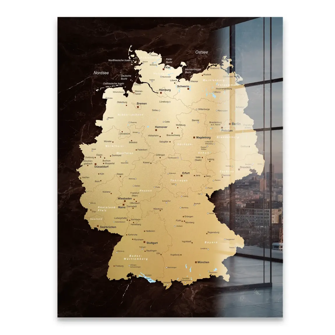 Deutschland Karte Gold Acrylglasbild