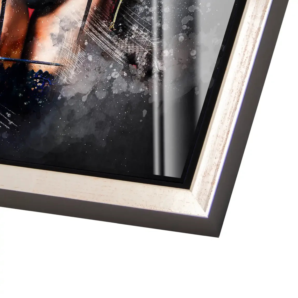 Stille Rebellion in schwarzer Spitze Acrylglas Bild INGALERIE