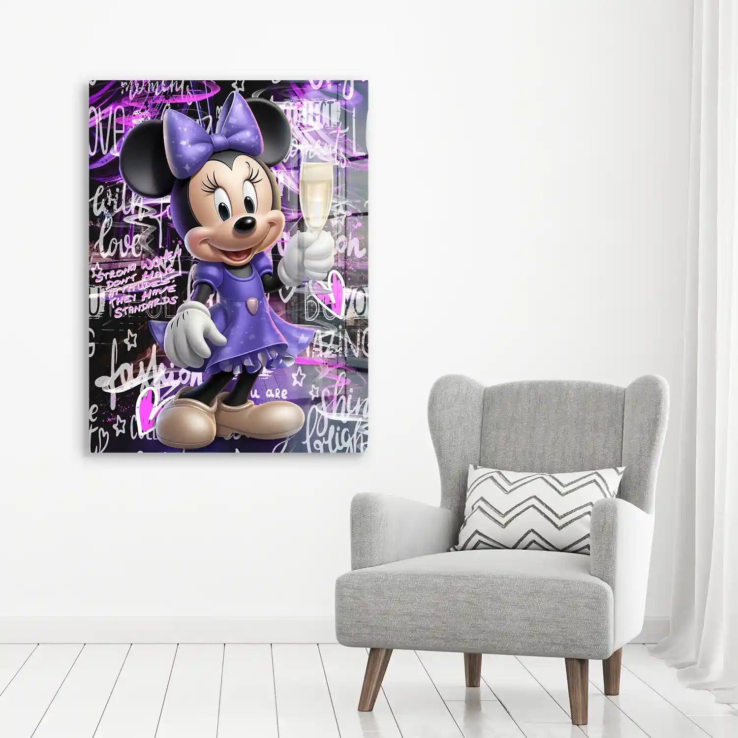 Minnie Maus Champagner Pop Art Acrylglas Bild INGALERIE