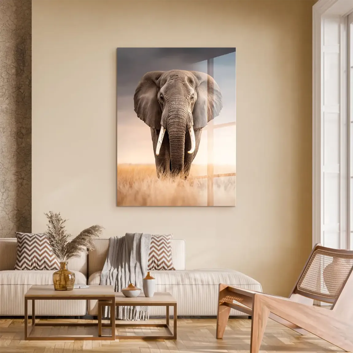 Savanne Elefant Acrylglasbild