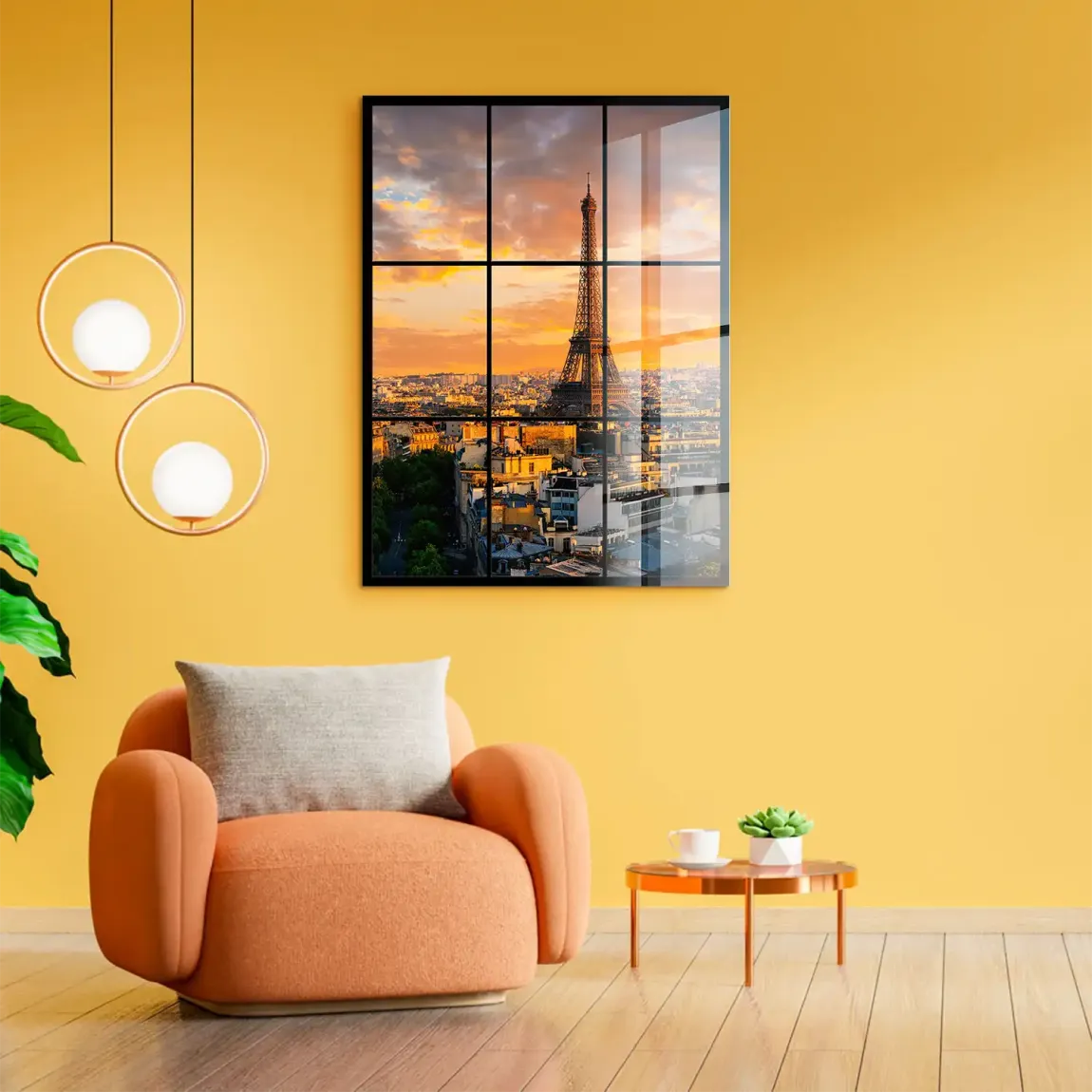 Sunset View Paris Acrylglasbild