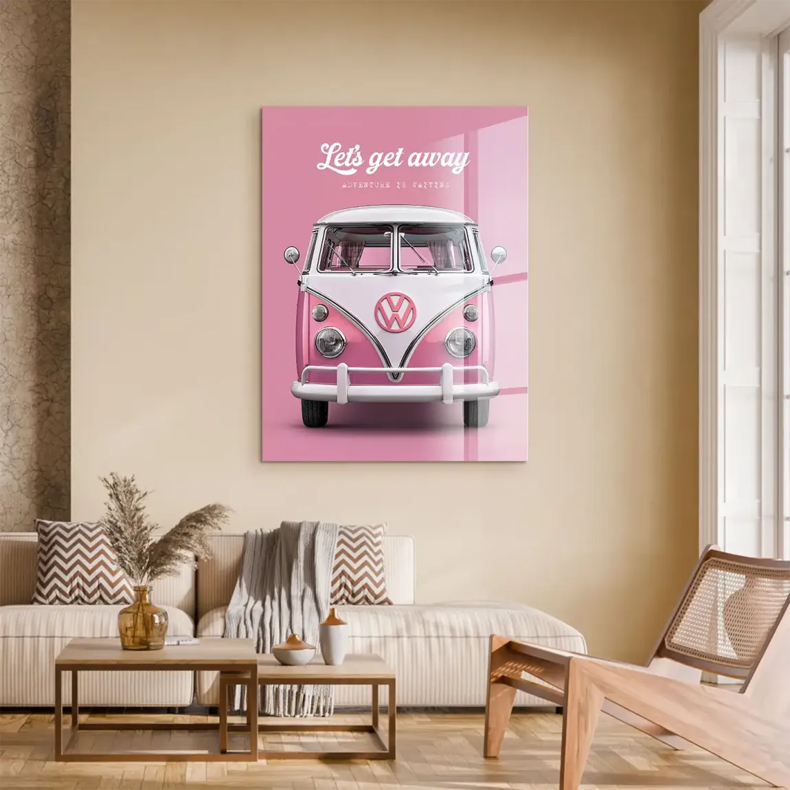 Pink VW Bulli Acrylglasbild