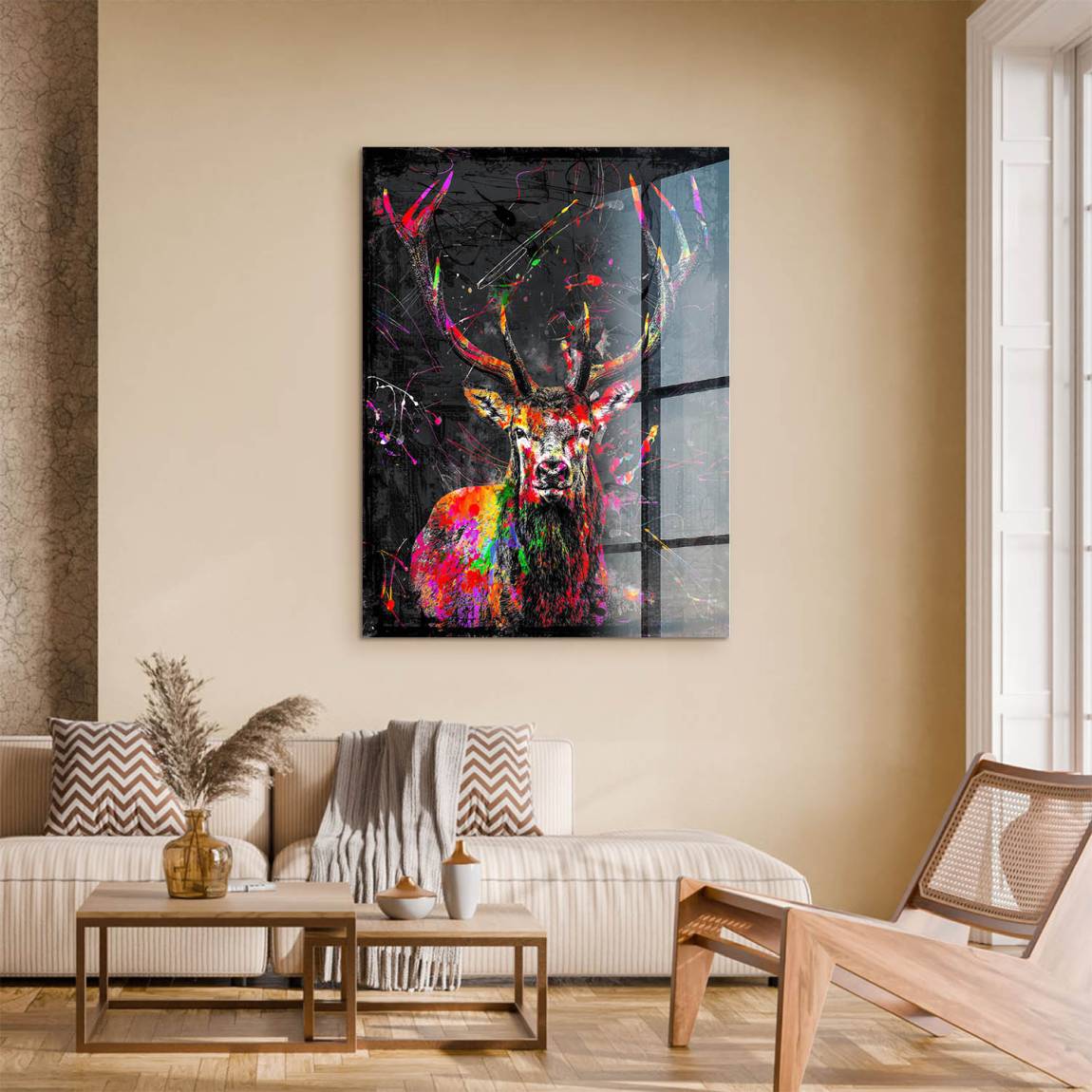 Hirsch Pop Style Acrylglasbild