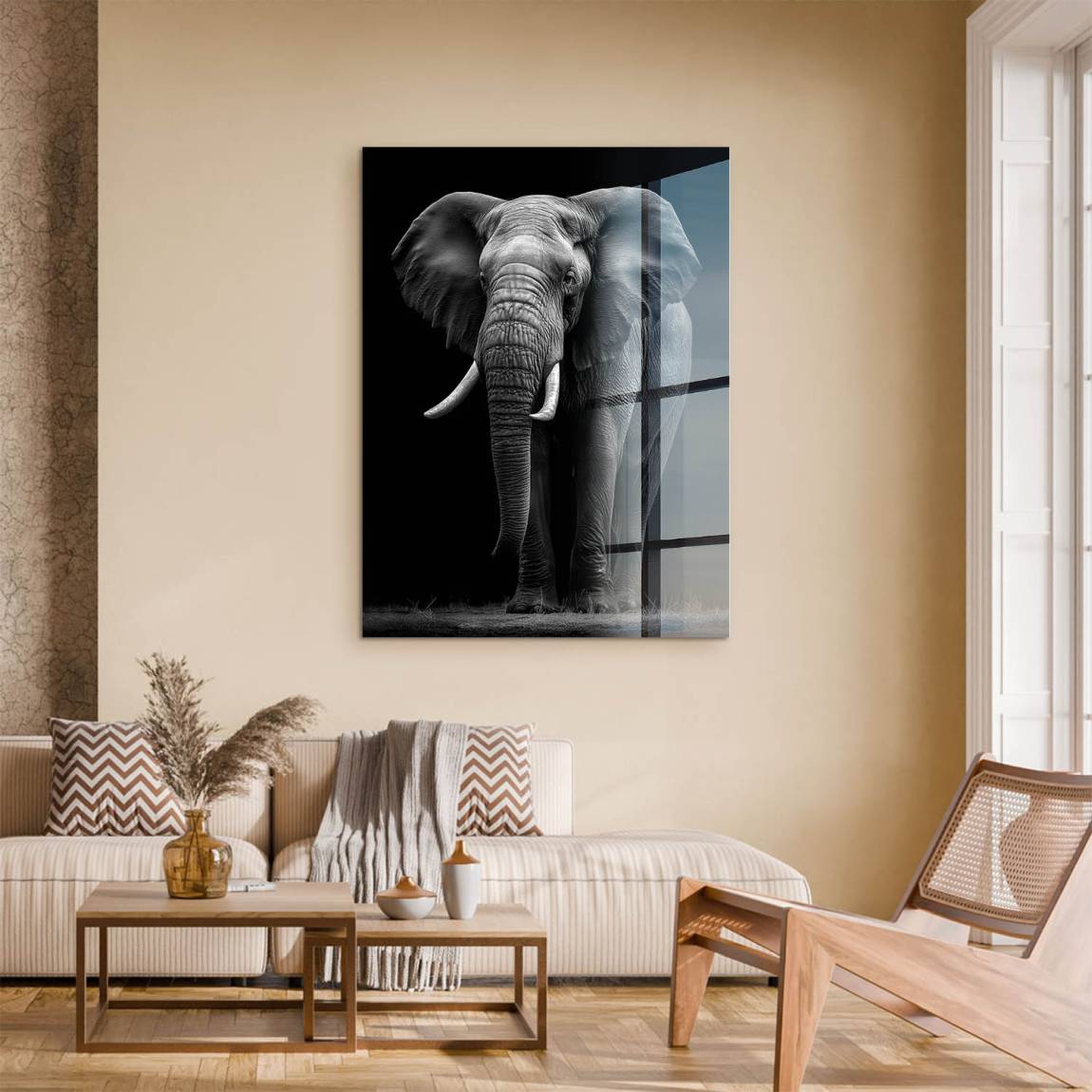 Black Elefant Acrylglasbild