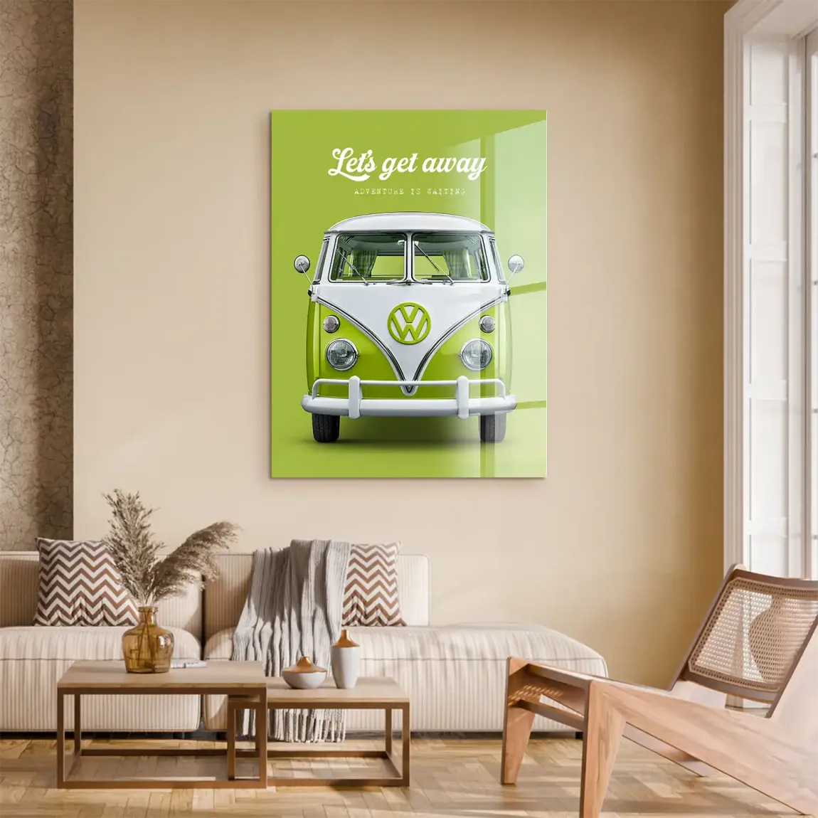 Green VW Bulli Acrylglasbild