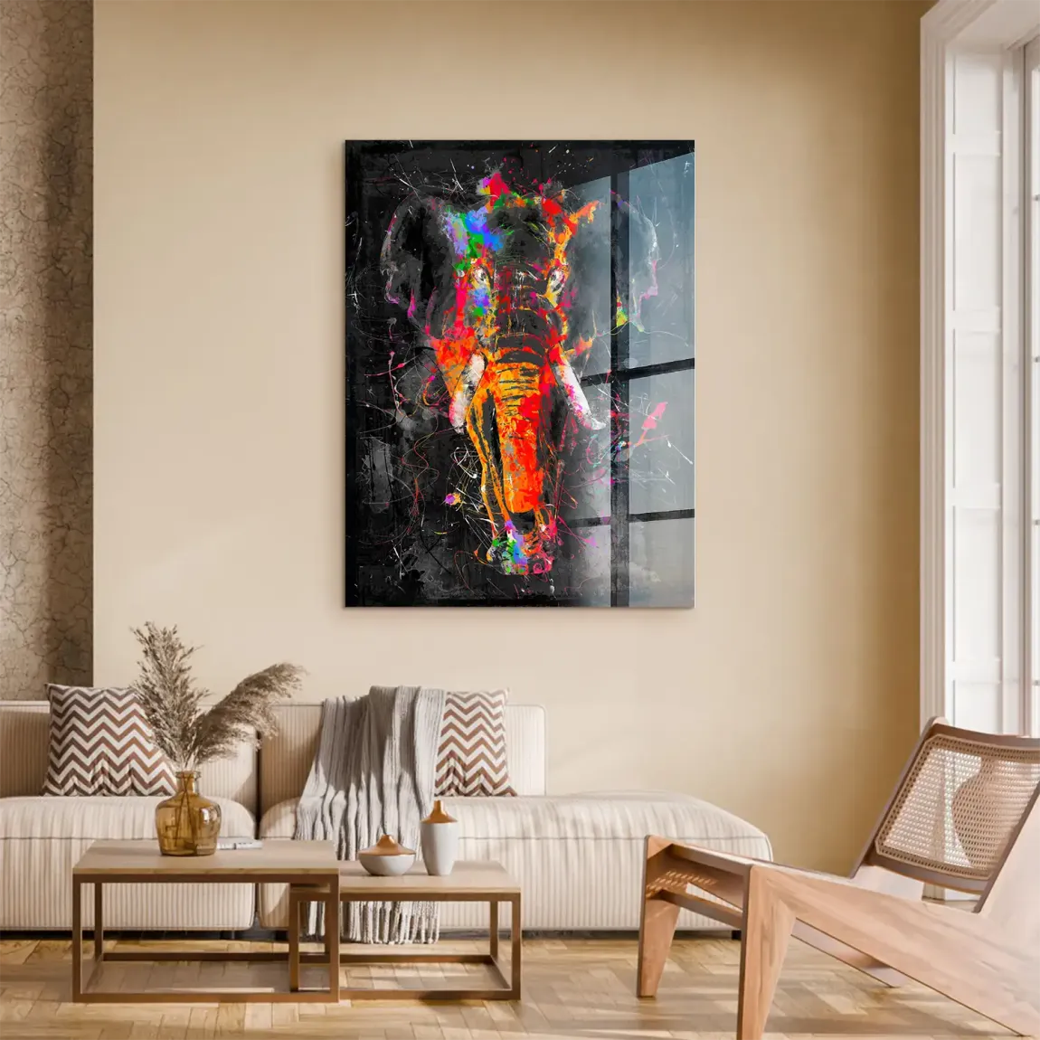 Bunter Elefant Acrylglasbild