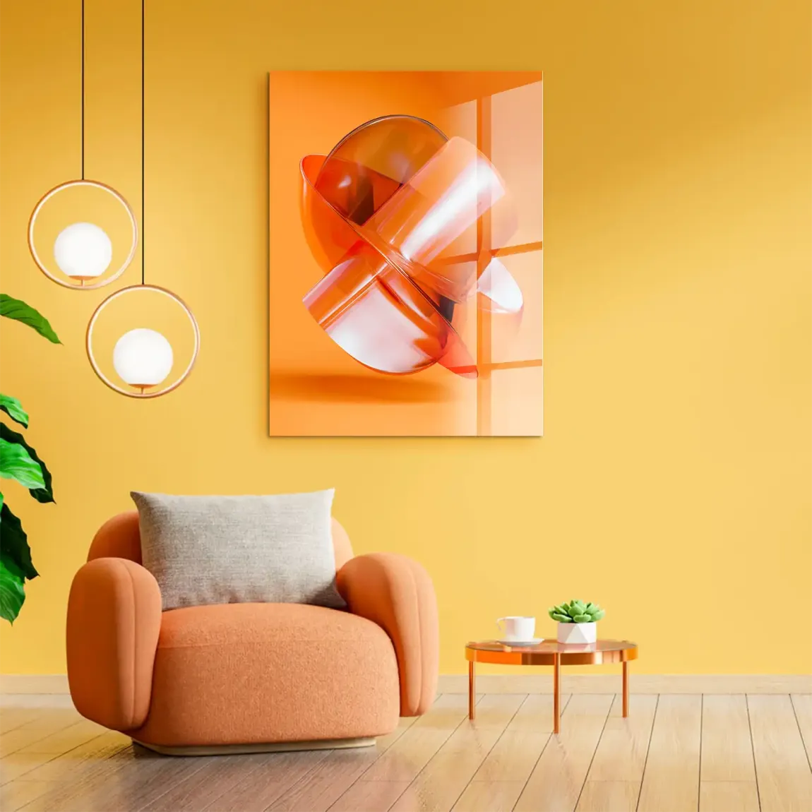 Orange Amber Abstrakt Acrylglasbild