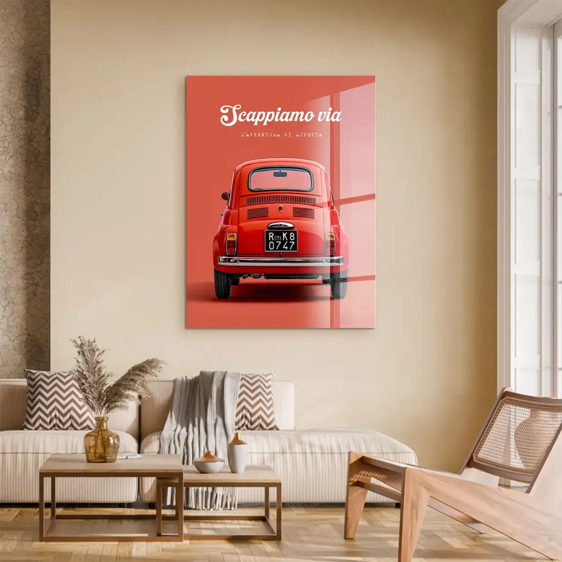 Fiat 500 Rosso Acrylglasbild