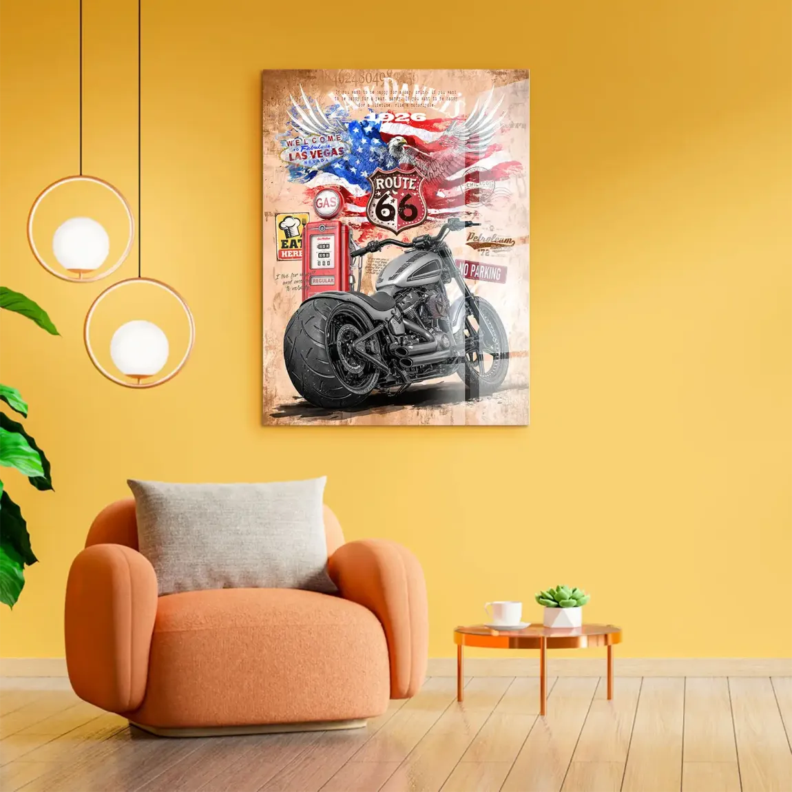 Harley Route 66 Acrylglasbild