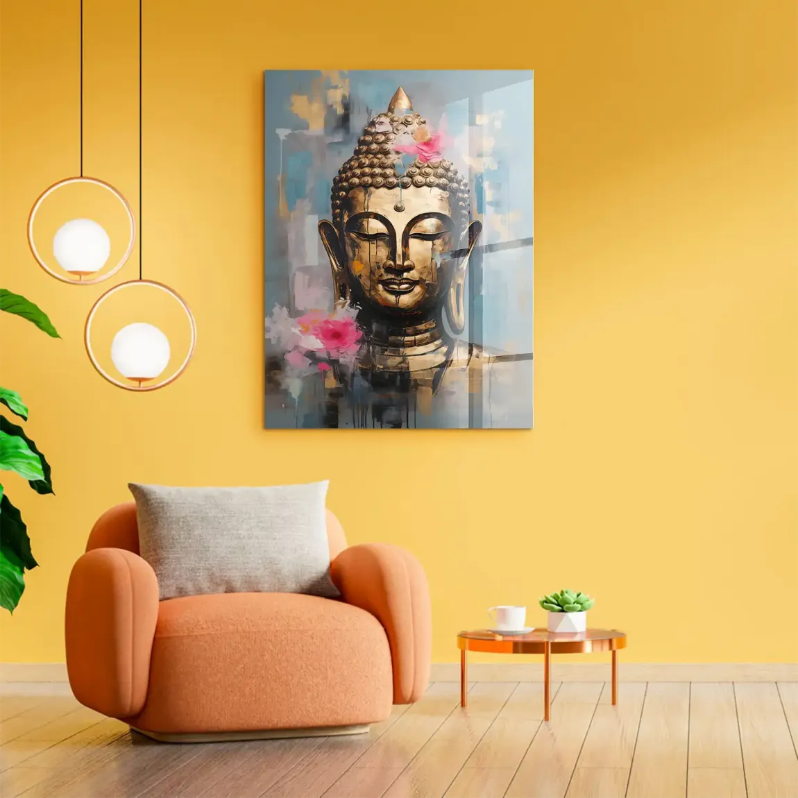 Golden Lotus Buddha Acrylglasbild