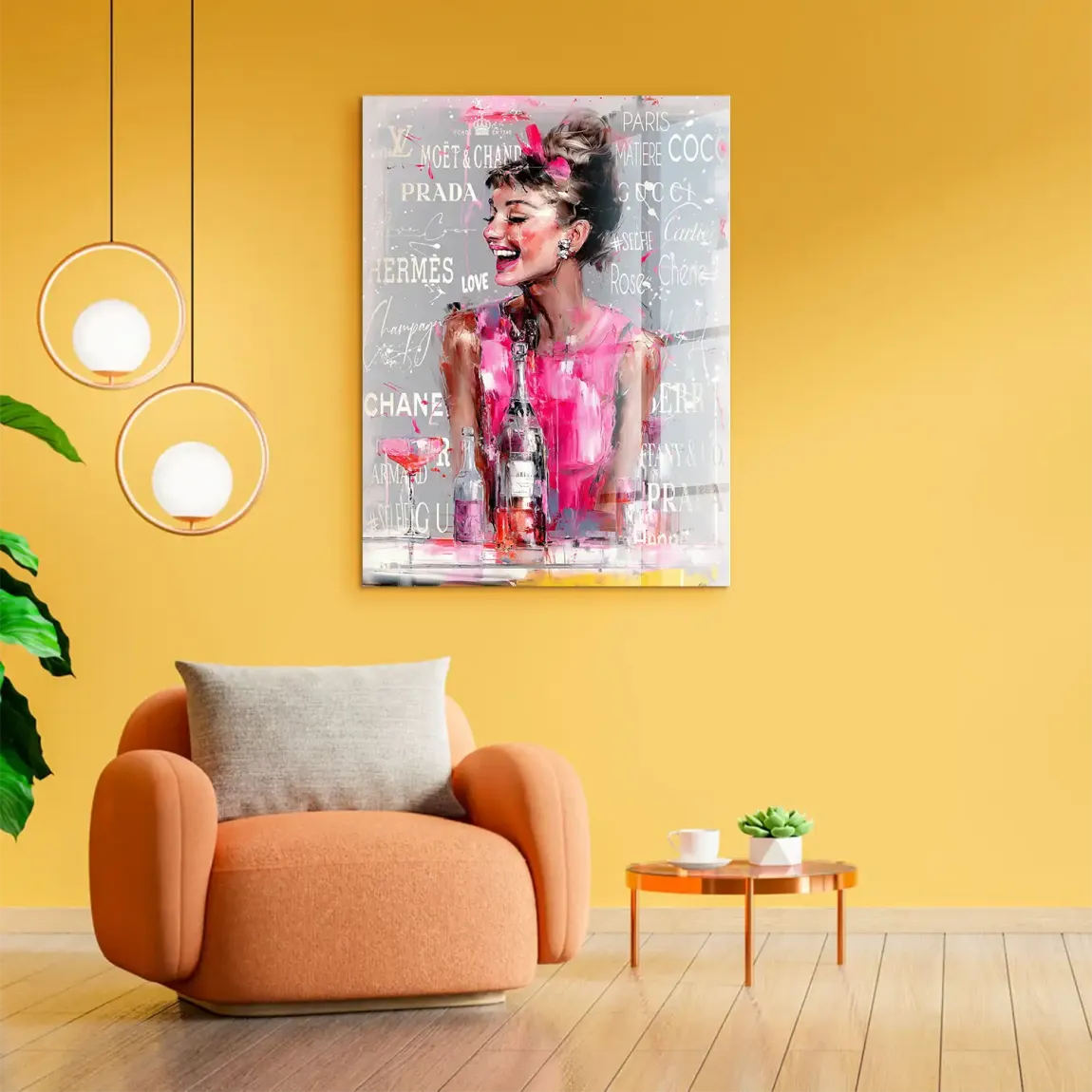 Champagne Bliss Audrey Hepburn Acrylglasbild