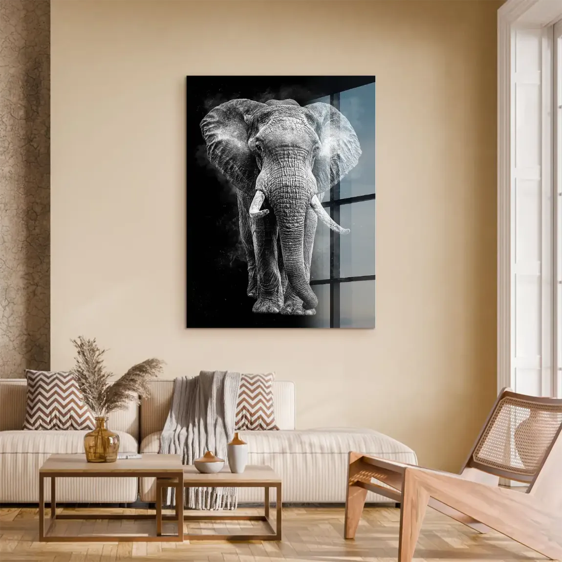 Elefant Noir Acrylglasbild