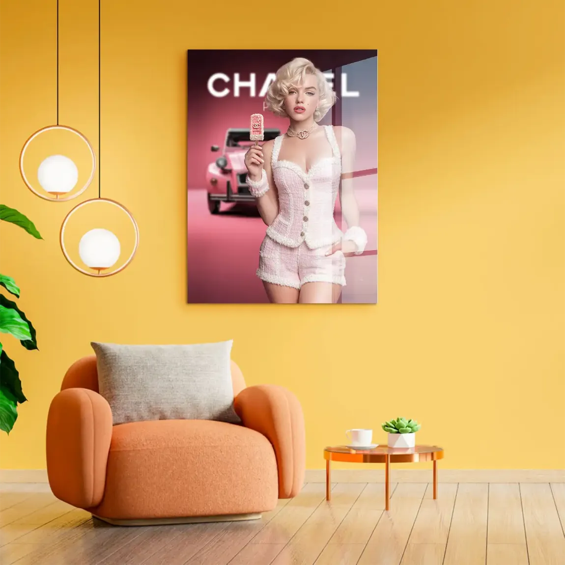 Pink Couture Marilyn Monroe Acrylglasbild
