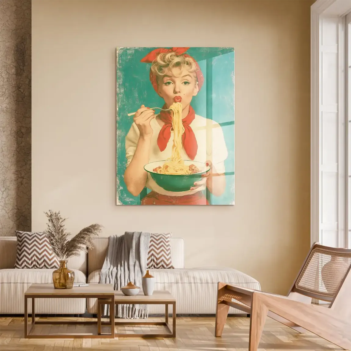 Marilyn Monroe Spaghetti Acrylglasbild
