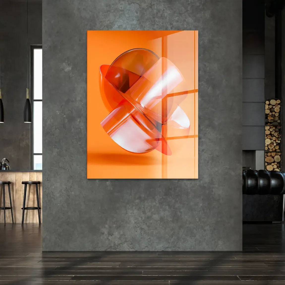 Orange Amber Abstrakt Acrylglasbild