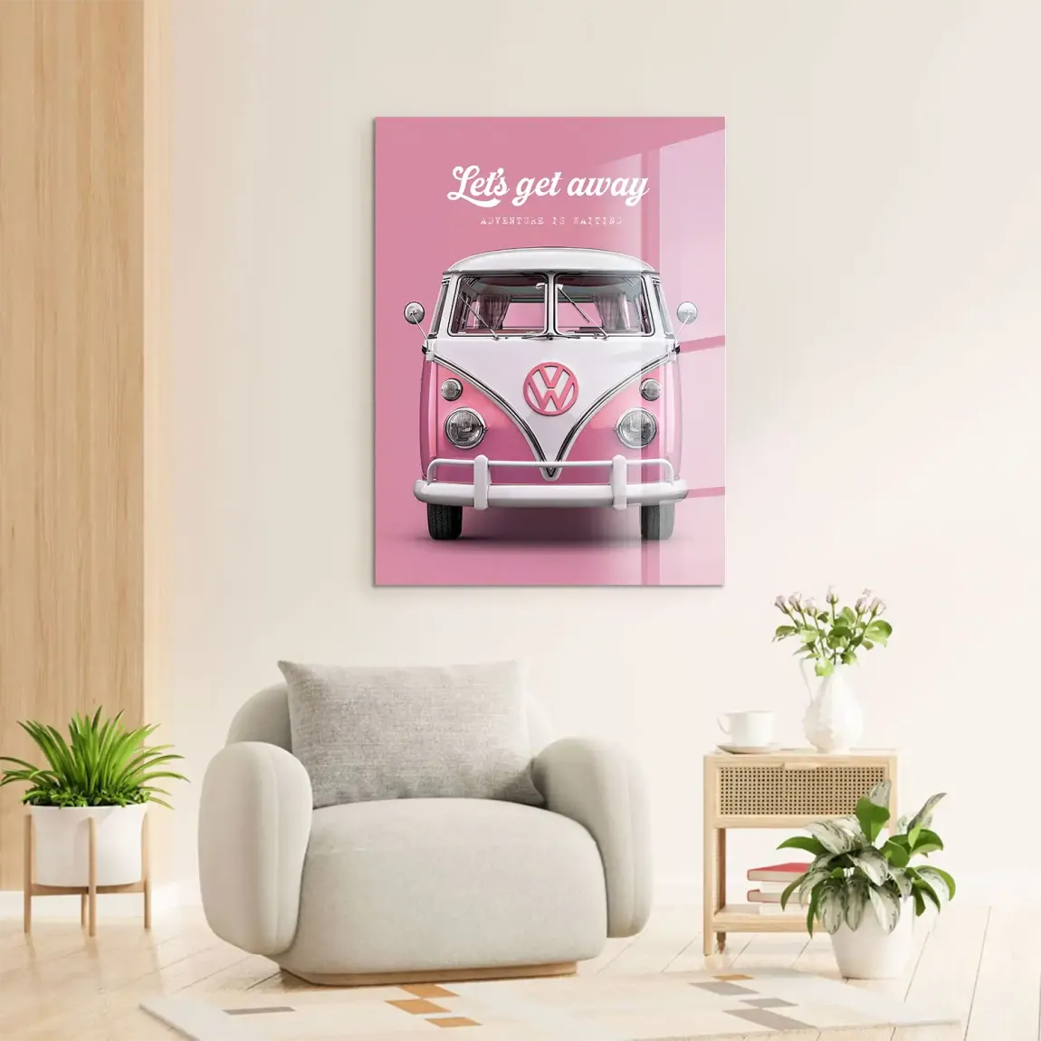 Pink VW Bulli Acrylglasbild